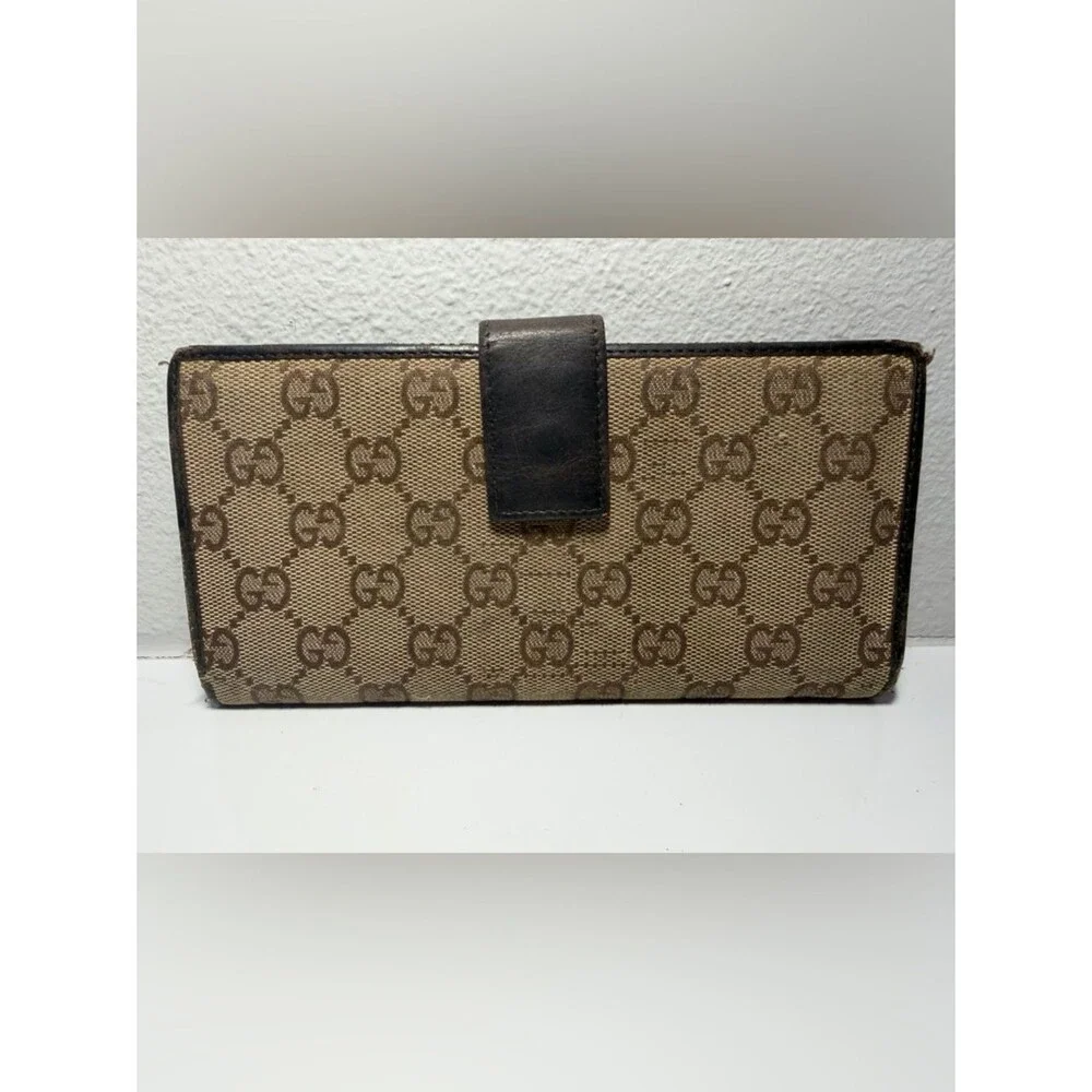 Gucci Brown and Beige Monogram Continental Wallet (Fair) - Picture 2 of 16